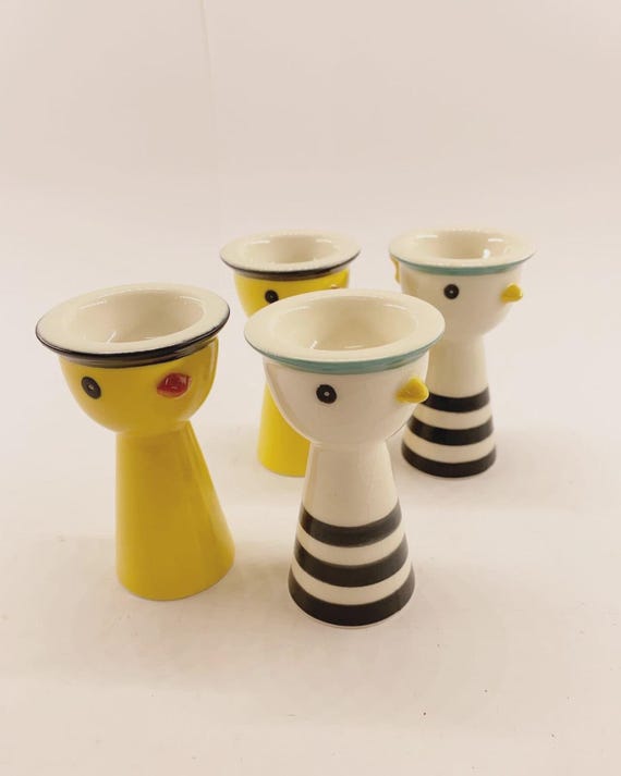 1980er Jahre IKEA Memphis Style Eierbecher - Bunte Pop Art Frühstückshalter - Vintage Skandinavisches Design