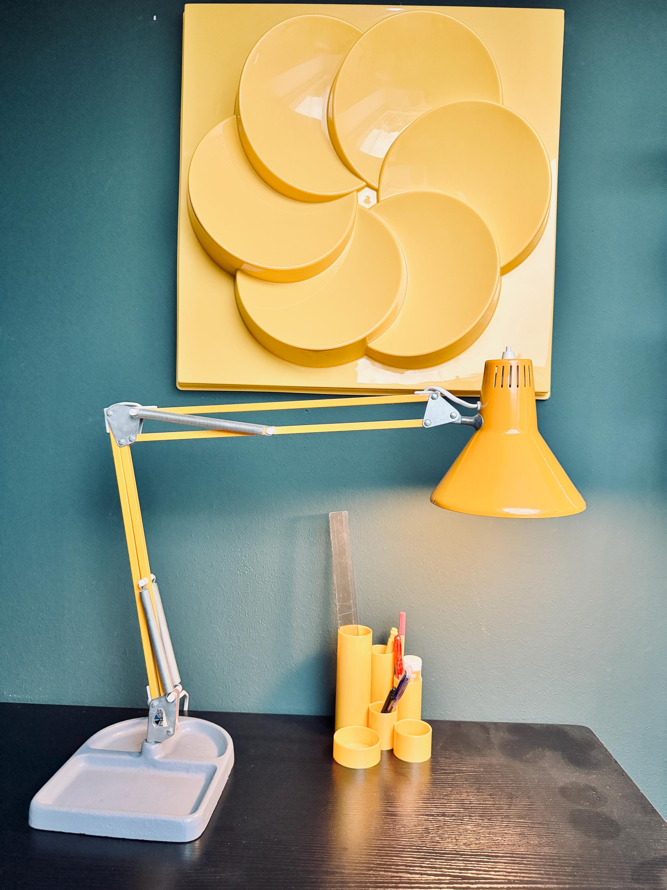 Vintage Yellow Articulated Table Lamp: 70s Industrial Desk Light - Etsy