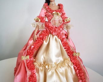 Beautiful Italian - 18th Century Doll 1/6 Costume. Handmade gown, historical style