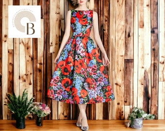 Bloemenjurk voor dames | Dames Boho mouwloos | Stijlvolle kleding | Mode-kleding