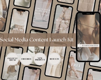 Social Media Content Launch Kit - Light Aesthetics w MRR and PLR, Instagram Posts, Stories, Reel Covers, Carousels and Highlight Covers