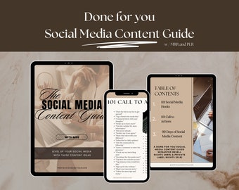 A Done For You Social Media Content Guide w/Master Resell Rights (mrr) & Private Label Rights (plr), Perfect Hooks, CTAs and content ideas