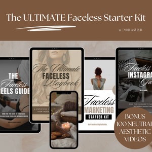 Faceless Marketing Starter Kit, Amazing Value Bundle of 4 Digital Products Covering All You Need To Start Faceless Account. PLR + MRR
