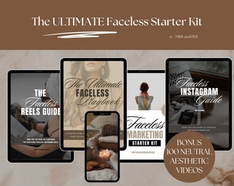 Faceless Marketing Starter Kit, Amazing Value Bundle of 4 Digital Products Covering All You Need To Start Faceless Account. PLR + MRR