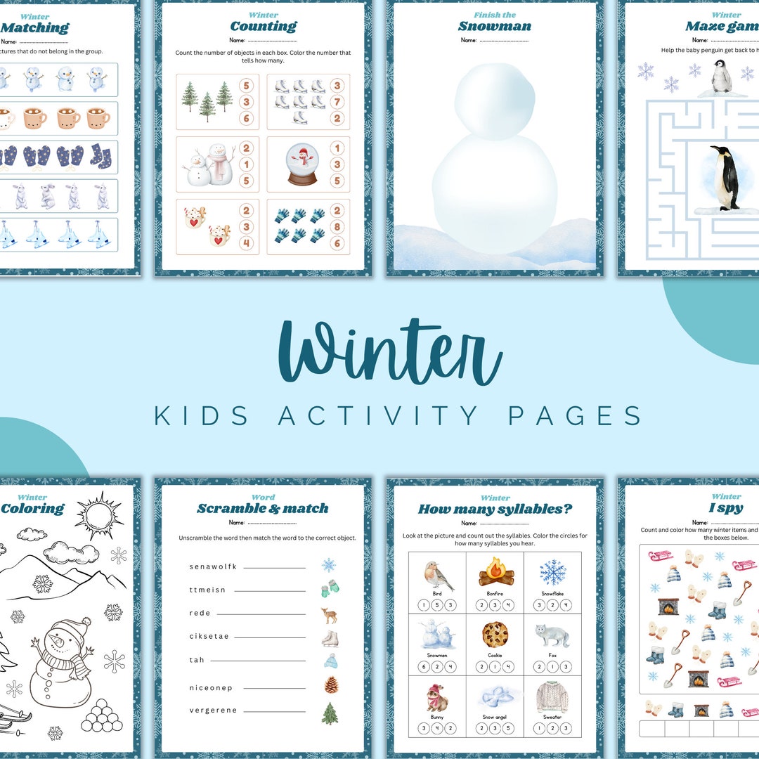 30 Winter Kids Printable Activities - Etsy
