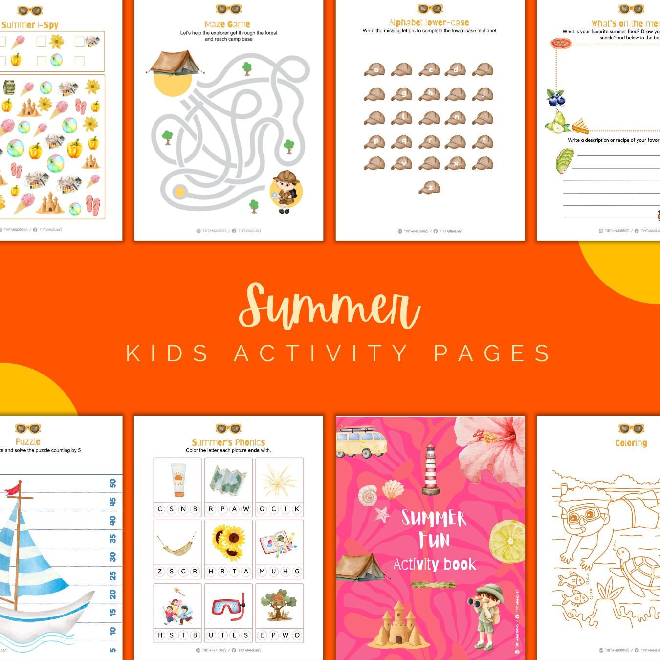 40 Summer Printable Activity for Kids - Etsy