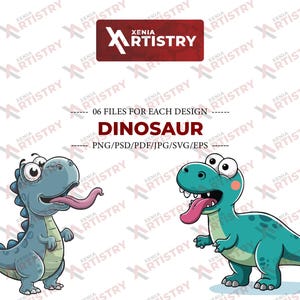 Ensemble de fichiers SVG de dinosaure à visage drôle, Clipart de dinosaure, silhouette de dinosaure mignon, SVG de dinosaure cartoon rétro