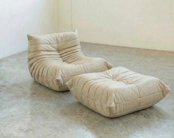 Pouf ottoman en cuir artisanal - Repose-pieds de style togolais, sièges d'appoint modulables