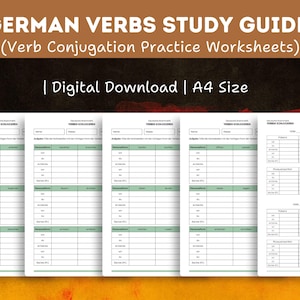 VERBEN KONJUGIEREN ARBEITSBLATT| Deutsche Grammatik| Verbtabelle| Congugating Verbs in German Grammar| Verben| Practice Exercises in German
