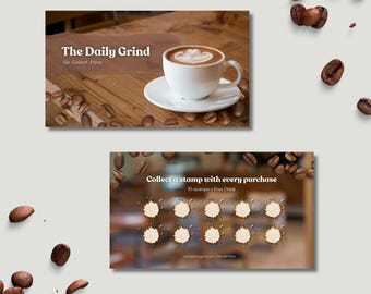 Coffee Shop Loyalty Card Template | Editable Canva Digital Download
