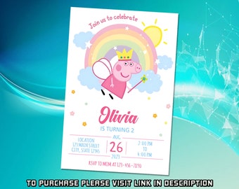 Personalize Peppa Pig Birthday Invitation, Peppa Pig Invitation, Printable Invitation, Editable Digital Invitation, Kids Birthday Invitation