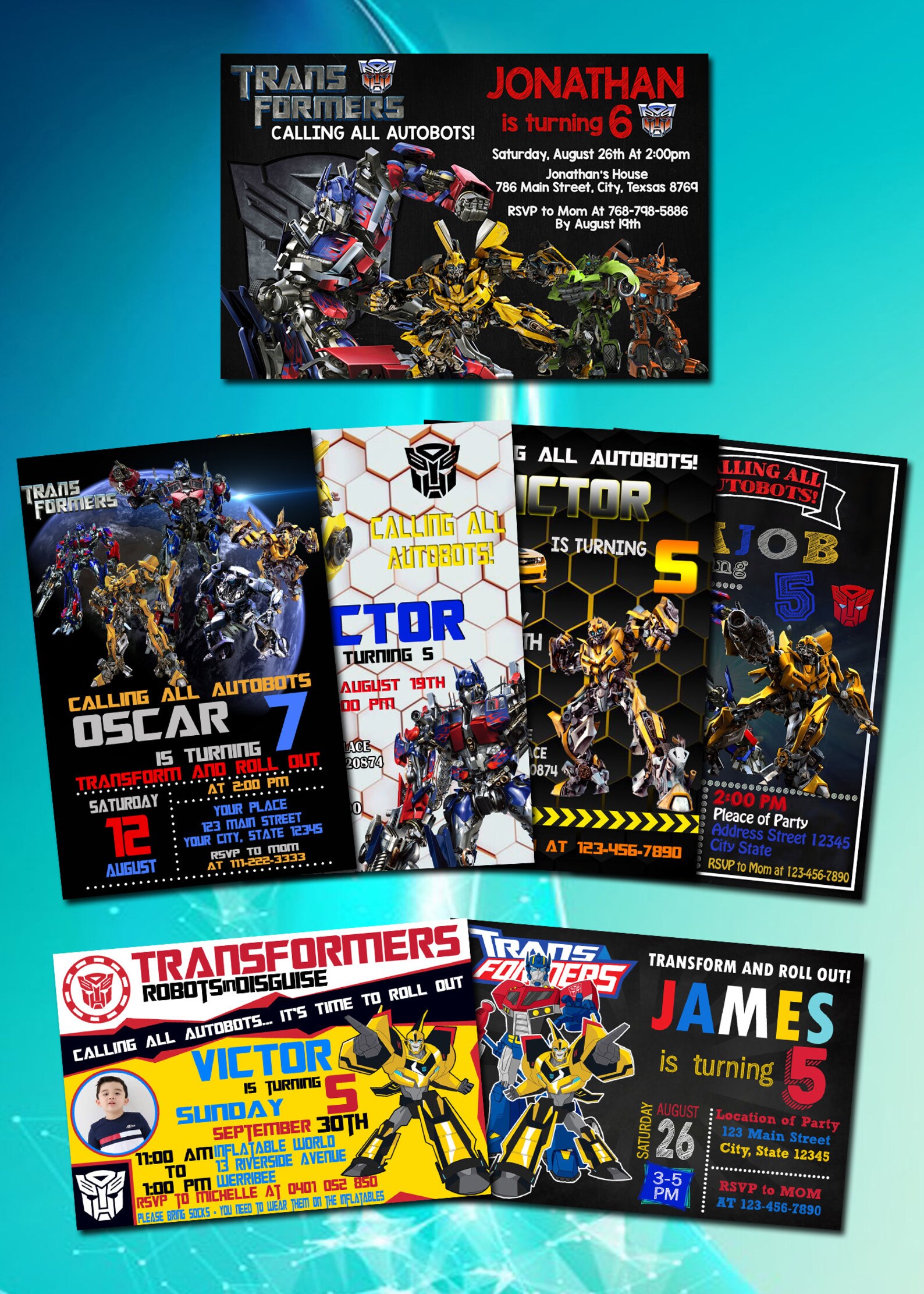 Transformers Birthday Invitation, RESCUE BOTS Birthday Invitation ...