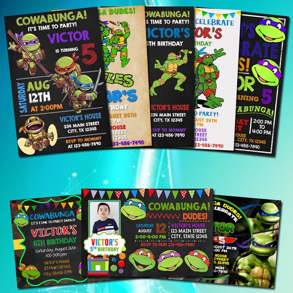 Editable Teenage mutant ninja turtle birthday invitation, TMNT birthday invitation, Birthday invitation for boys