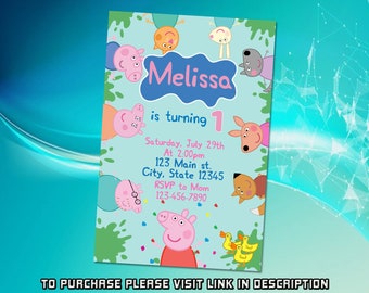 Personalizar la invitación de cumpleaños de Peppa Pig, invitación de Peppa Pig, invitación imprimible, invitación digital editable, invitación de cumpleaños para niños