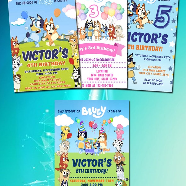 Bluey Birthday Invitation, Bluey and Bingo Birthday Invitation, Digital Invitation, Printable Invitation