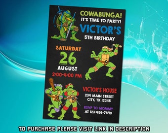 Editable Teenage mutant ninja turtle birthday invitation, TMNT birthday invitation, Birthday invitation for boys