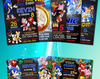Bearbeitbare Sonic Geburtstagseinladung, Sonic the Hedgehog Geburtstagseinladung, Geburtstagseinladung für Kinder