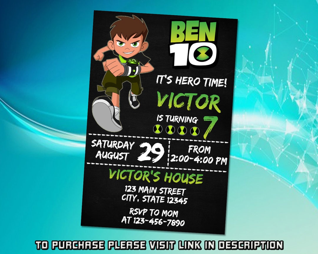 Personalize Ben 10 Birthday Invitation, Ben 10 Invitation, Digital ...