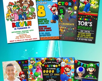 Editable Super mario birthday invitation, Super mario invitation, Digital Birthday invitation for kids