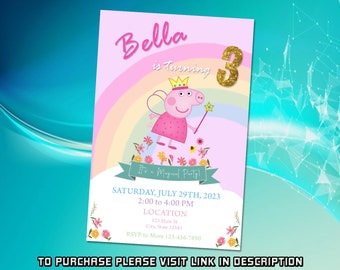 Personalizar la invitación de cumpleaños de Peppa Pig, invitación de Peppa Pig, invitación imprimible, invitación digital editable, invitación de cumpleaños para niños