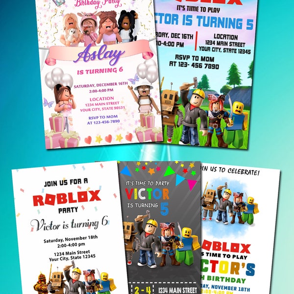 Editable Roblox Birthday invitation, Roblox birthday digital card, Roblox invitation printable