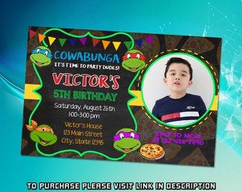 Editable Teenage mutant ninja turtle birthday invitation, TMNT birthday invitation, Birthday invitation for boys