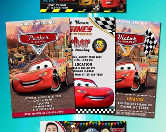 Invitación de cumpleaños de Cars editable, Invitación de cumpleaños de Cars, Invitación de Rayo mcqueen, Invitación para niños