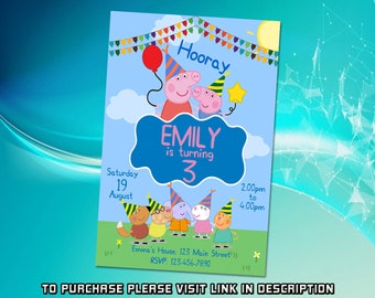 Personalize Peppa Pig Birthday Invitation, Peppa Pig Invitation, Printable Invitation, Editable Digital Invitation, Kids Birthday Invitation