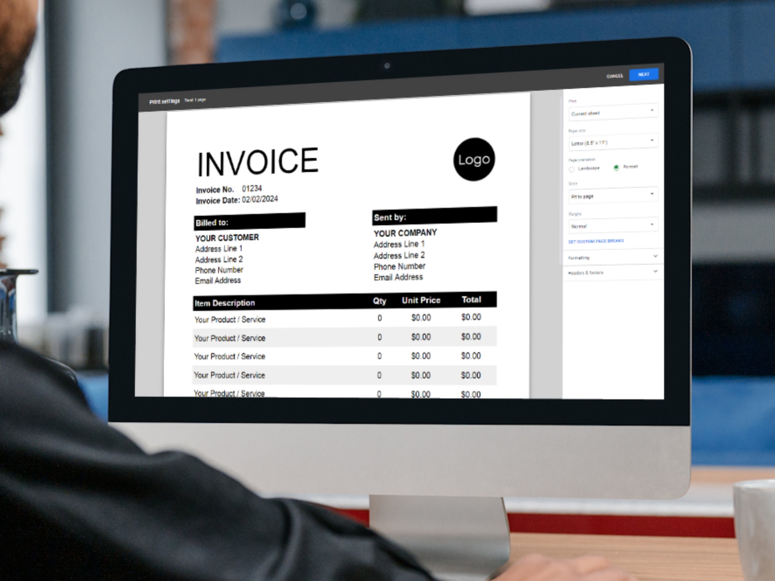 Editable Invoice Template, Excel, Google Sheets (digital Download) - Etsy
