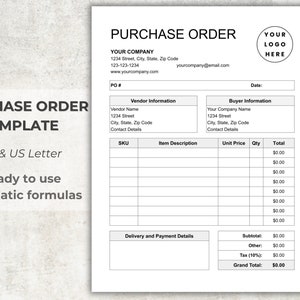 Invoice, Receipt, Purchase Order Form, Price Quotation, Excel/google ...