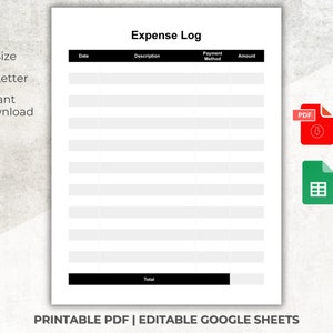 Expense Log Printable, Spending Tracker, Purchase Tracker, Expense Tracker, Business Expenses, Google Sheets Budget, Money Spending Log