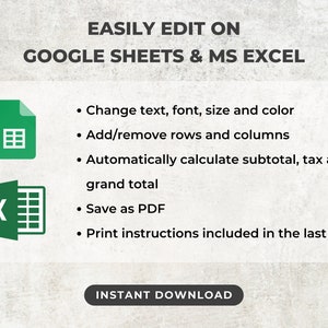 Editable Price Quotation Template | Excel and Google Sheets (A4 and US ...