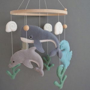 Whale baby mobile, Ocean mobile, Sea mobile, Neutral mobile for crib, Nursery Decor Ocean, Nautical Mobile, Under the Sea Baby Mobile