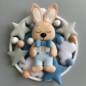 Baby mobile boy, Baby Ester Decor, Little bunny mobile, Bunny baby mobile, Rabbit mobile, Sleepy Bunny Mobile, Baby boy crib mobile
