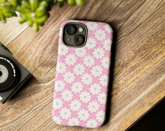Pink Floral Tough Case iPhone 15 14 13 12 11 X XR 8 Pro Max Plus Mini Samsung S24 S23 S22 S21 S20 S10 Ultra Plus FE Google Pixel 8 7 6 Pro 5