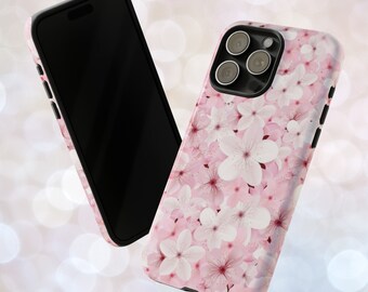 Coque rigide rose Blossom pour iPhone 15 14 13 12 11 XR XS Pro Max Plus Mini Samsung S24 S23 S22 S21 S20 S10 Ultra Plus FE Google Pixel 8 7 6 Pro 5