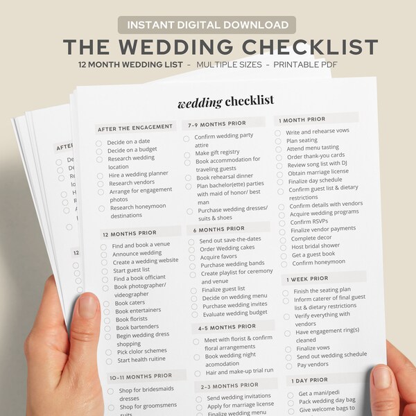 Wedding checklists organizer, to do list for your preparation of the wedding schedule