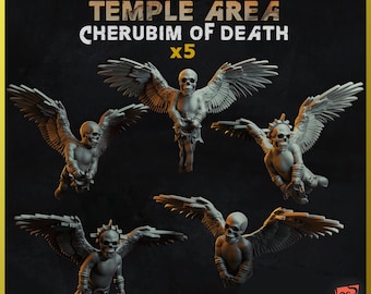 3D PRINTED Cherubs of Death with Skull Familiar Companion Customize Base and Diorama with Bits Scenery for Miniature ZABAVKA