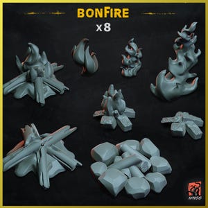 3D-GEDRUCKT Feuer Lagerfeuer Lagerfeuer Pause Essen Wald anpassen Basis und Diorama mit Bits Landschaft für Miniatur ZABAVKA
