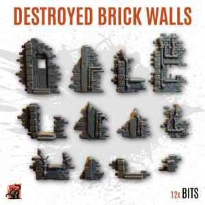 Restos de edifícios IMPRESSOS em 3D, ruínas de cidade abandonada, combate urbano, base personalizada e diorama com pedaços de cenário para miniatura ZABAVKA