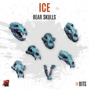 3D-geprinte schedels, botten, beer, skelet, wolf, dier - aangepaste bases en diorama met onderdelen en details, landschap ZABAVKA