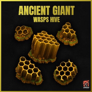 Ruche de guêpes géante imprimée en 3D avec du miel naturel - Éléments pour personnaliser les bases, les dioramas, les décors et les terrains de jeu de guerre