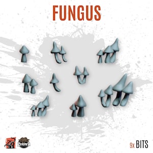 Fungo stampato in 3D, vegetazione forestale, base personalizzata e diorama con elementi scenici per ZABAVKA in miniatura