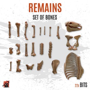 3D PRINTED Pile of bones and animal remains to customize base and diorama with bits and detailed scenery for miniature ZABAVKA
