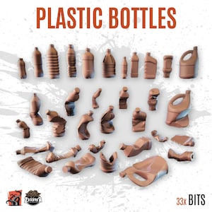 3D PRINTED Trash plastic bottle abandoned city apocalypse customize base and diorama with bits scenery for miniature ZABAVKA