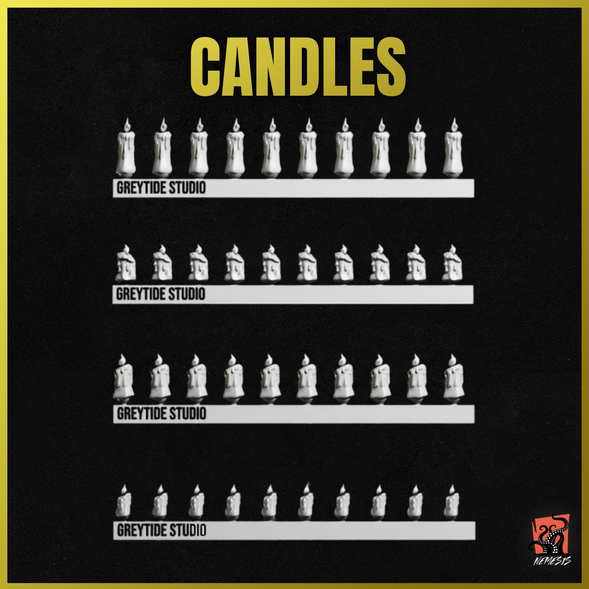 3D Printed Wax Candles Imperial Cult Monastic Lighting Candelabra Lights - Customize Miniatures with Exclusive GREYTIDE Bits