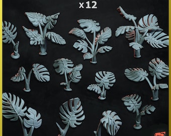 3D PRINTED Plant large branches vegetation tropical rainforest forest customize base and diorama with bits scenery for miniature ZABAVKA
