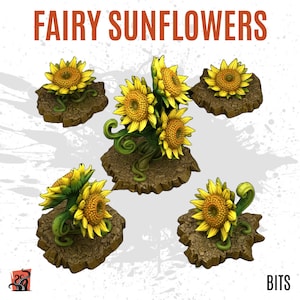 Girasole stampato in 3D, fiore, natura, vegetazione, fantasia, campo, raccolto - I pezzi personalizzano la base, il diorama, lo scenario e il terreno per wargame