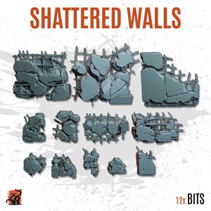 3D PRINTED Rubble wall cement ruins abandoned city urban customize base and diorama with bits scenery for miniature ZABAVKA