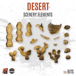 3D PRINTED Planta cactus desierto esqueleto animal rocas piedras - Peanas personalizadas y diorama con bits y detalles escenografía ZABAVKA